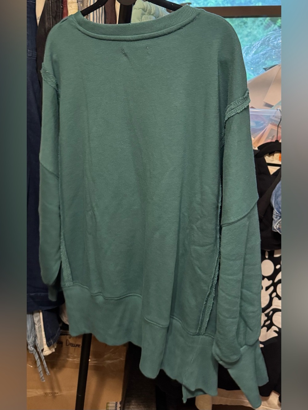 NWT Free People We The Free Camden Sweatshirt deep teal turquoise small, medium - Picture 8 of 10